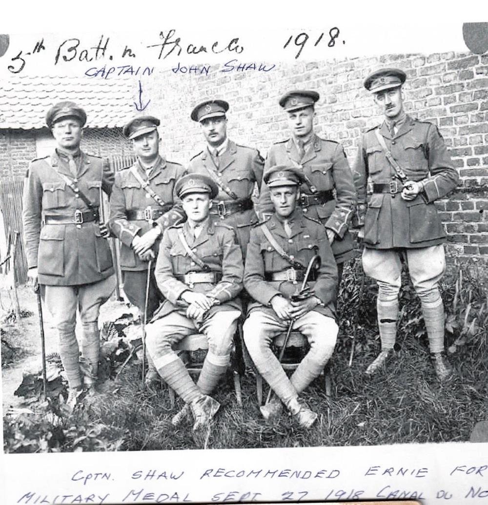 Officers of the Fifth Battalion Western Cavalry near the Belgian Border November 1918